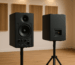 Active and passive speakers side-by-side in an Australian studio setup.