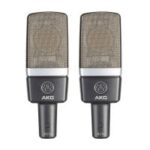 AKG C214ST matched pair condenser microphones front view